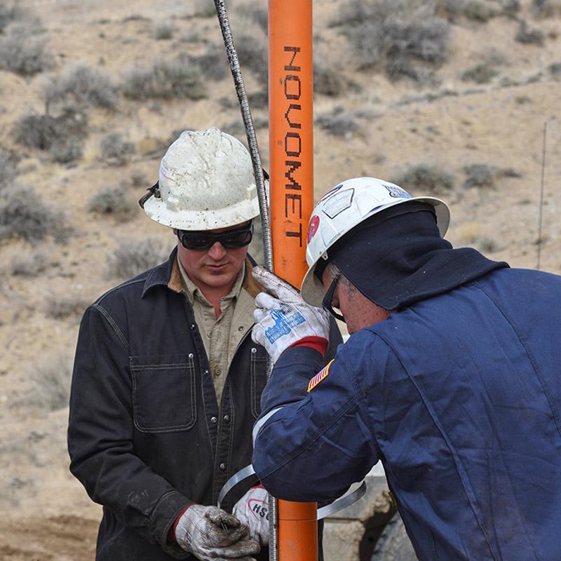 Crew installing ESP, also called electrical submersible pump